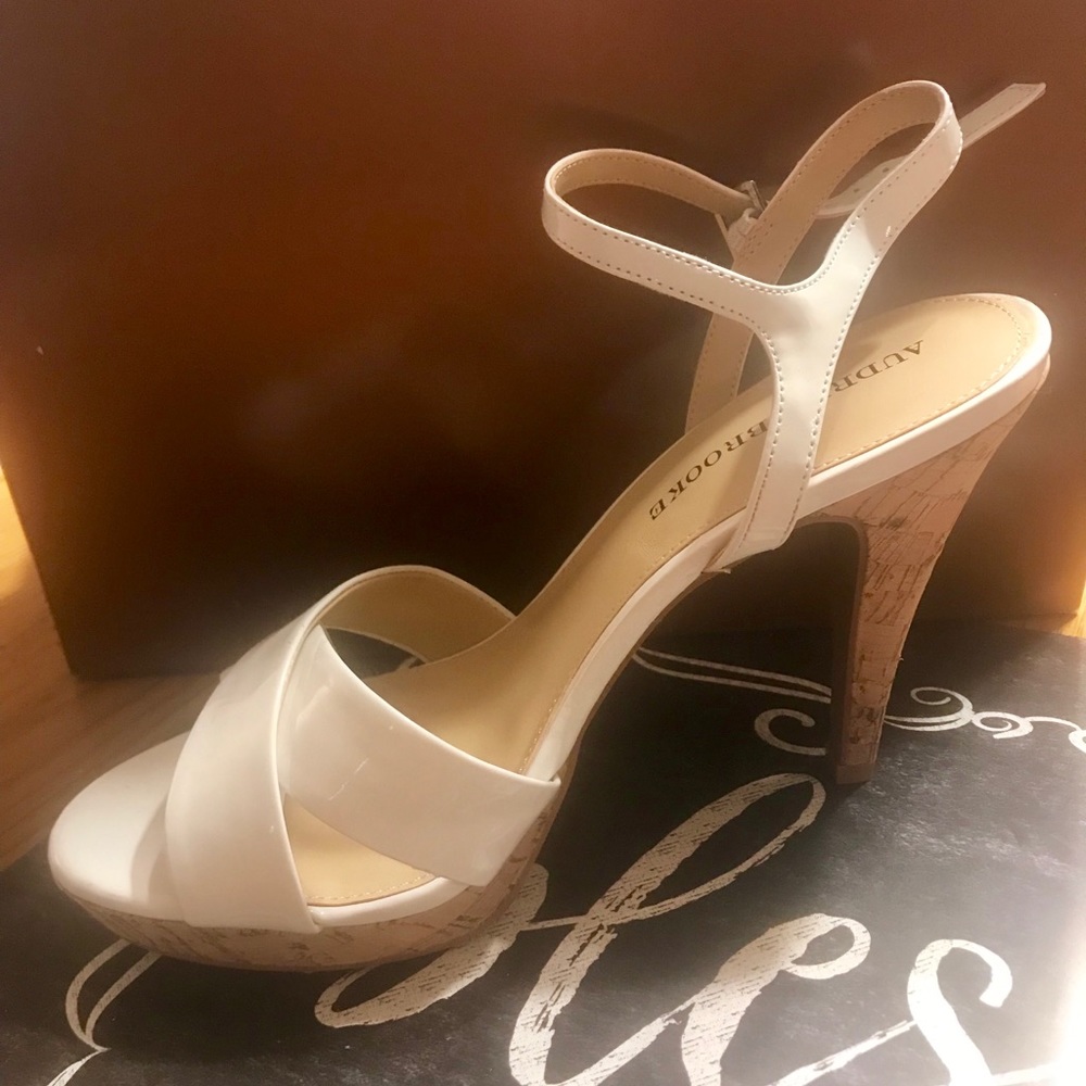 White patented leather heels